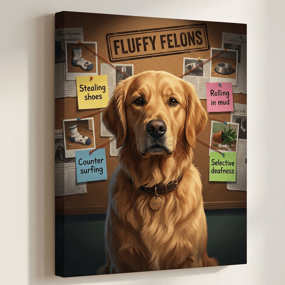 Golden Retriever canvas print hanging on wall