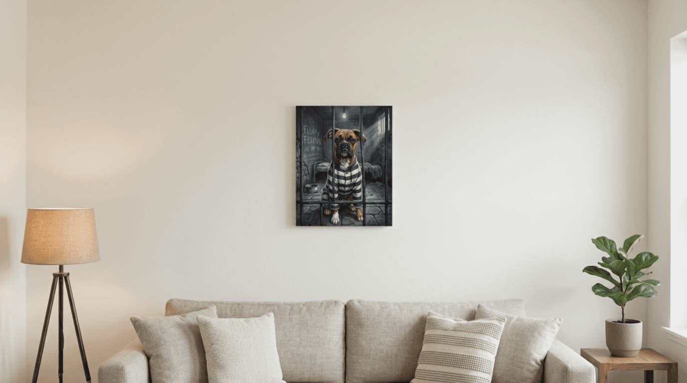 Boxer portrait on wall